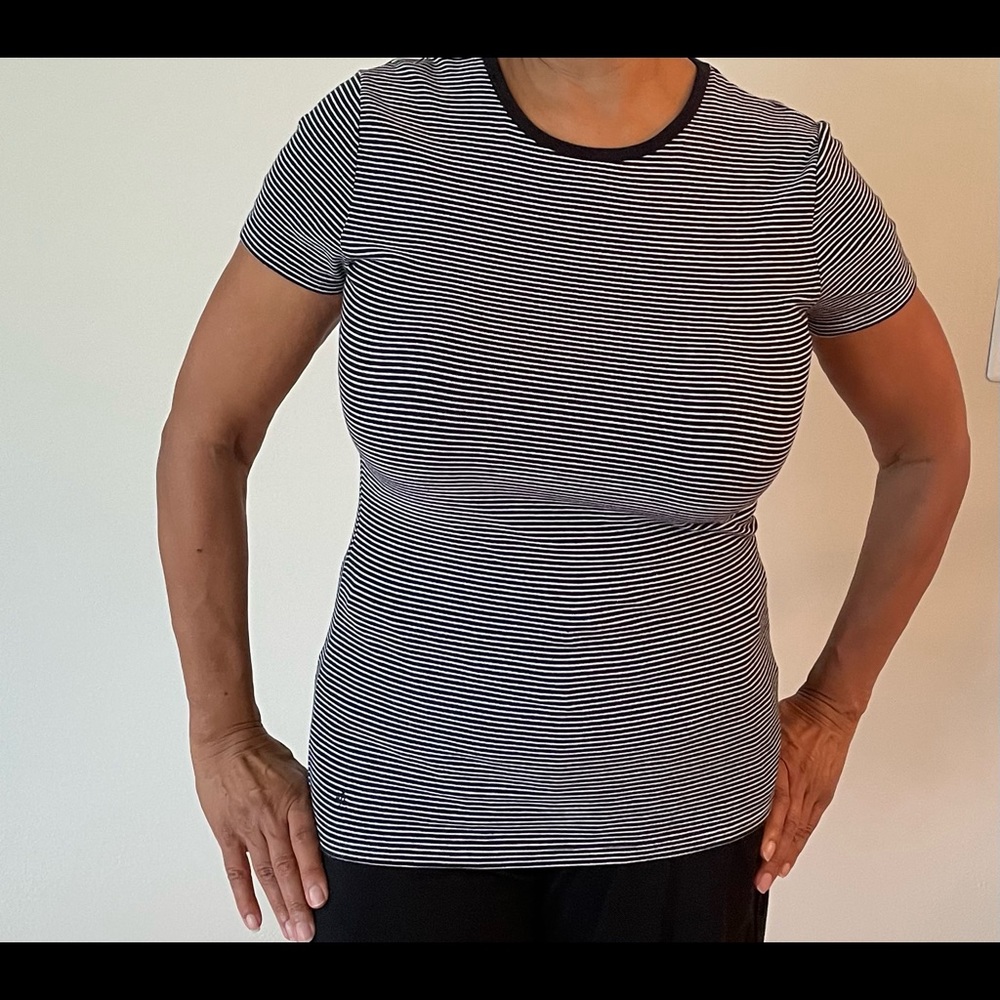 Lauren Ralph Lauren Jackie Tee size large. Black and white stripe.